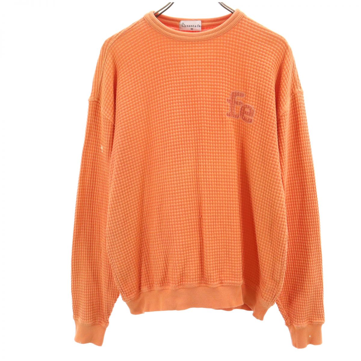 santa fe サンタフェ 日本製 長袖 Tシャツ 50 オレンジ ロンT ワッフル地 メンズ