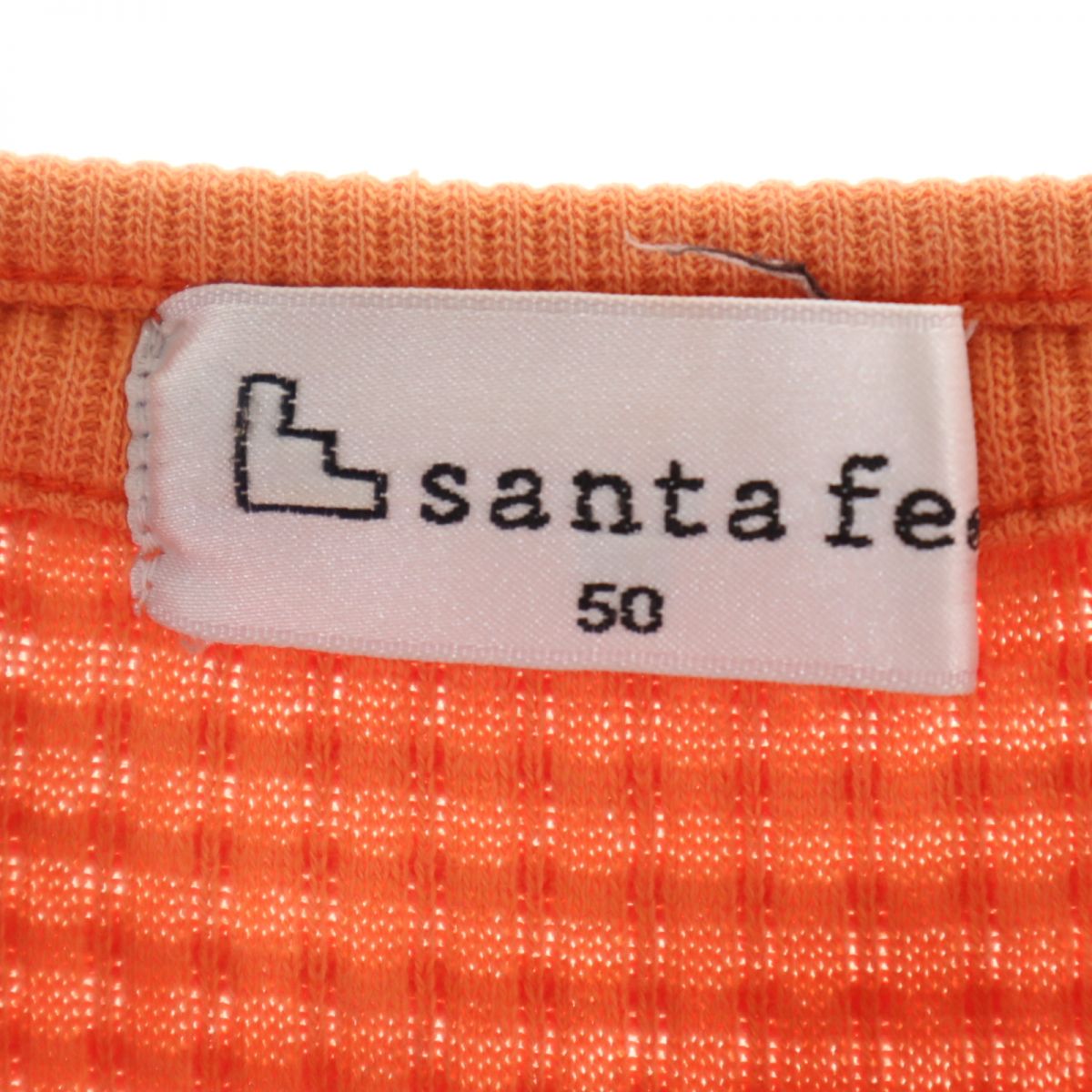 santa fe サンタフェ 日本製 長袖 Tシャツ 50 オレンジ ロンT ワッフル地 メンズ