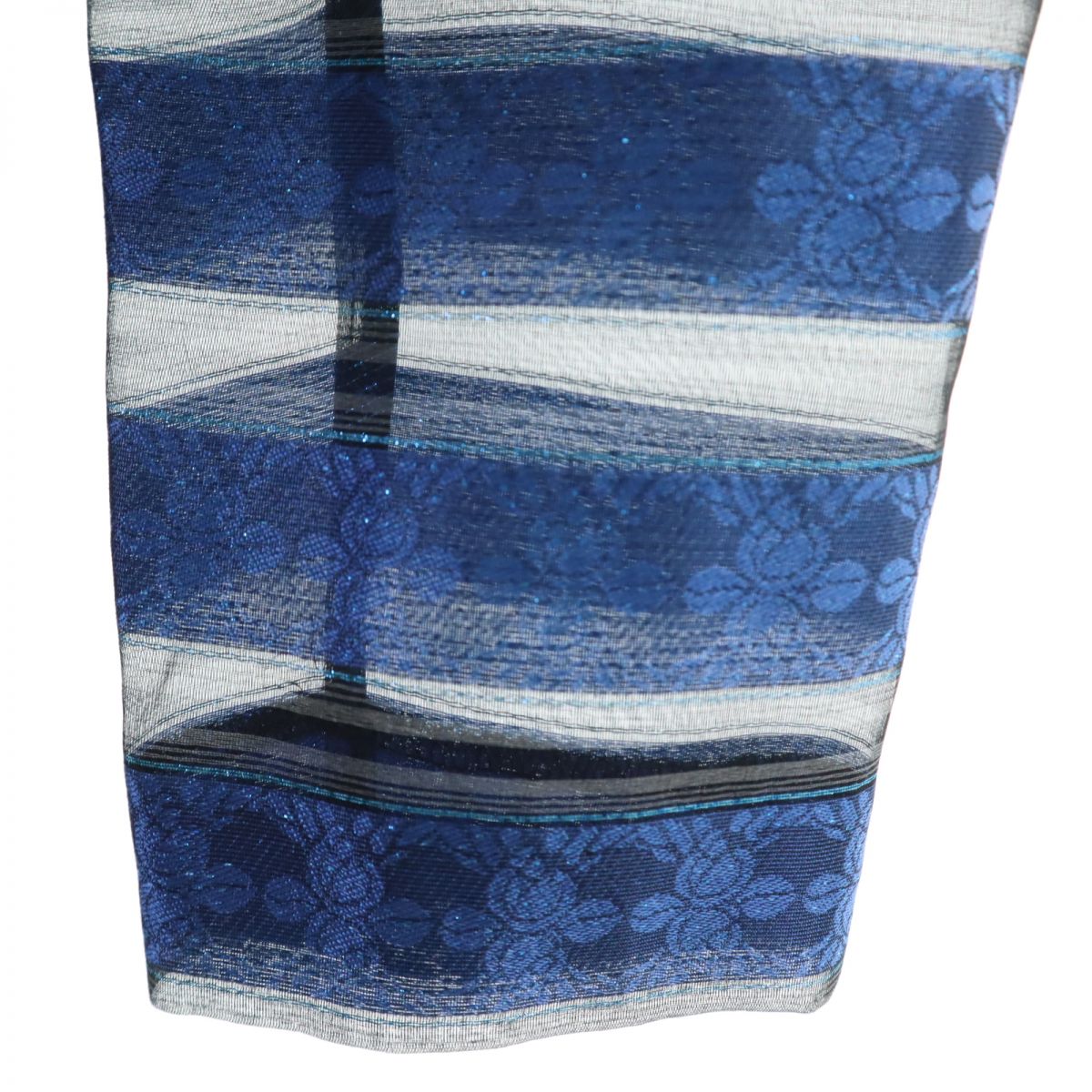 GIVENCHY ジバンシィ 日本製 シルクブレンド ボーダー柄 ノーカラー ジャケット 12 ブルー系 HI FORMAL レディース