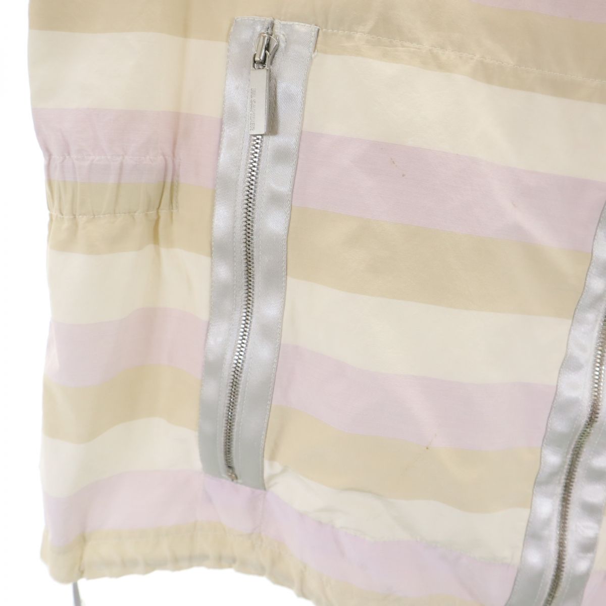 JIL SANDER ジルサンダー シルクブレンド イタリア製 ボーダー柄 長袖 ジップパーカー 38 レディース