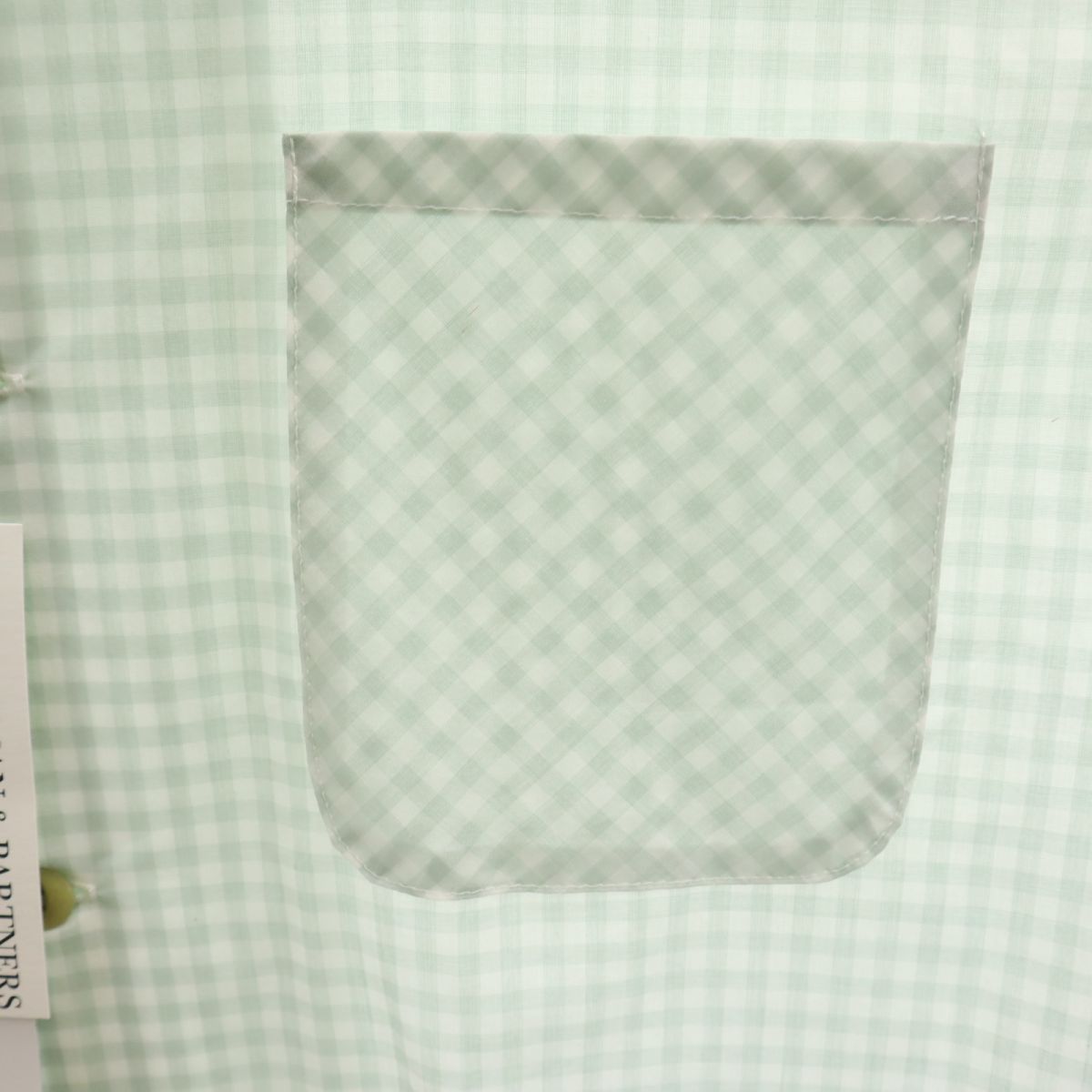 未使用 Mr GOODMAN ミスターグッドマン 日本製 ギンガムチェック柄 半袖 オープンカラーシャツ L グリーン×ホワイト タグ付き メンズ