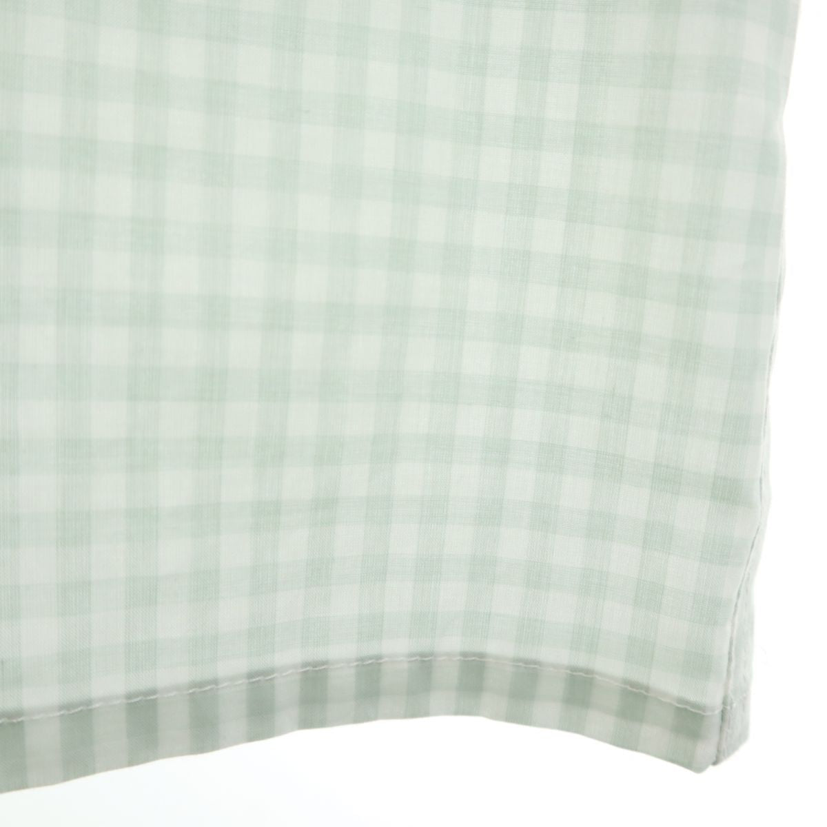 未使用 Mr GOODMAN ミスターグッドマン 日本製 ギンガムチェック柄 半袖 オープンカラーシャツ L グリーン×ホワイト タグ付き メンズ