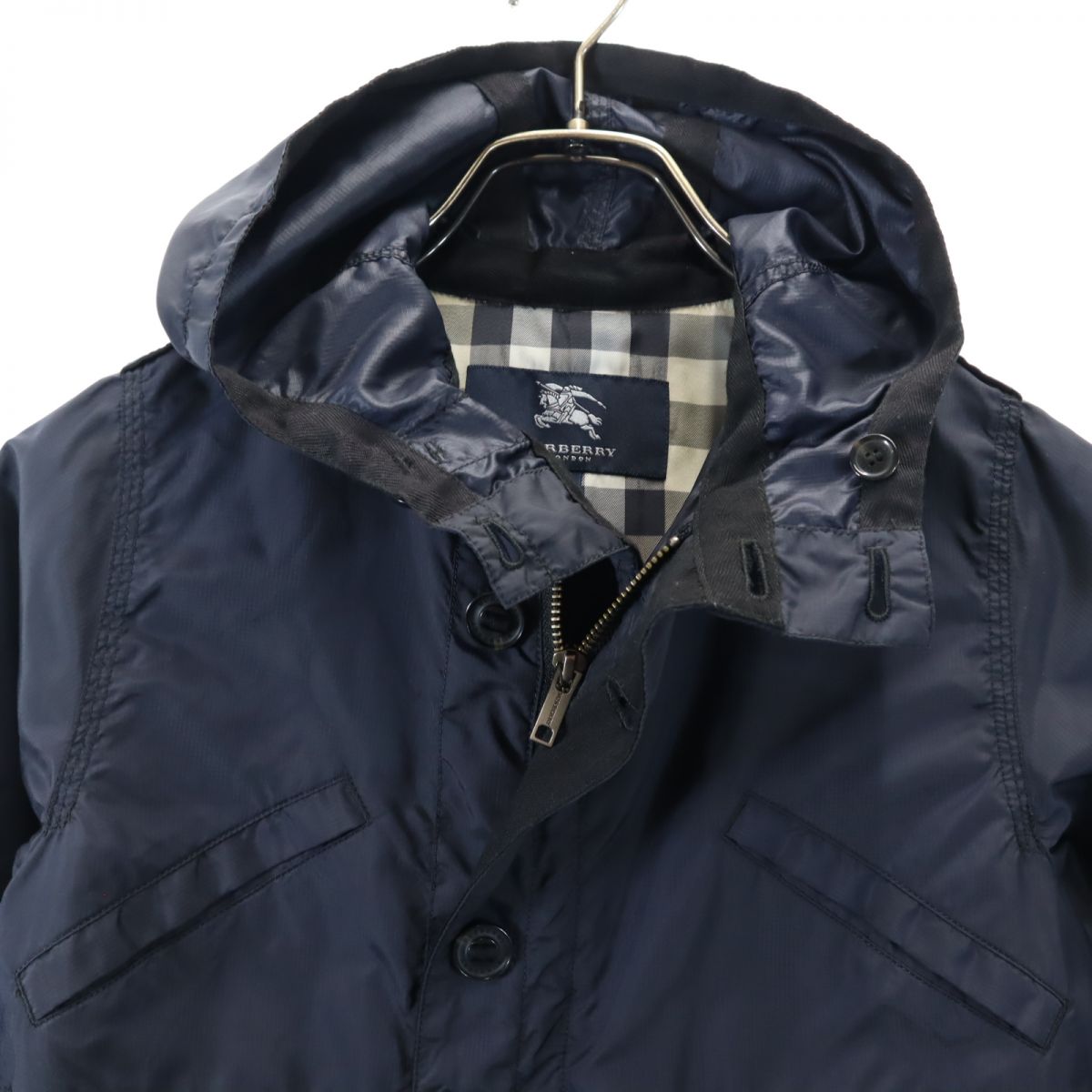 BURBERRY LONDON バーバリーロンドン 三陽商会 コート 130A ネイビー フード 裏メッシュ地 キッズ