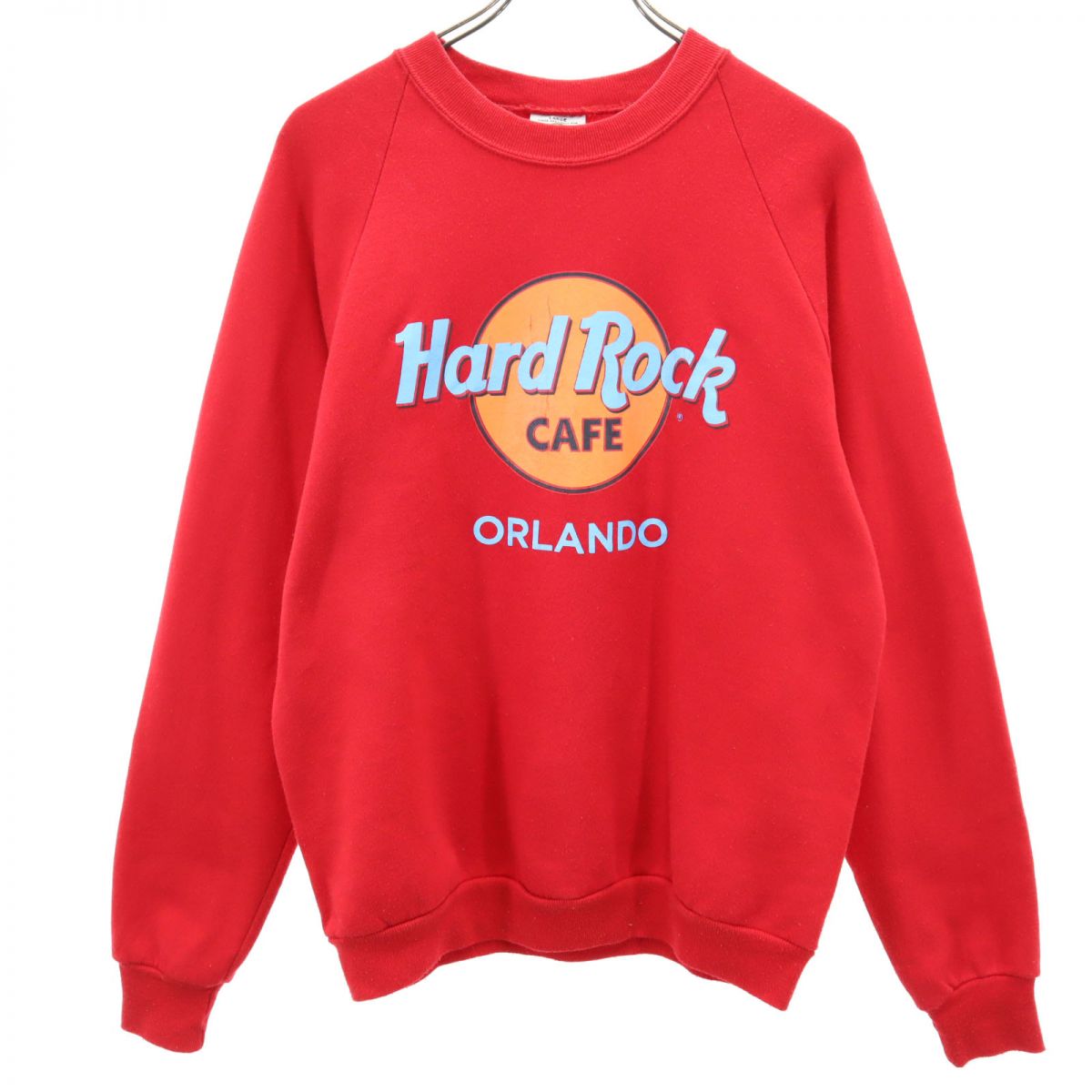 Hard Rock CAFE ハードロックナット 90s USA製 オールド プリント 長袖 ORLANDO スウェット トレーナー L レッド 裏起毛 メンズ