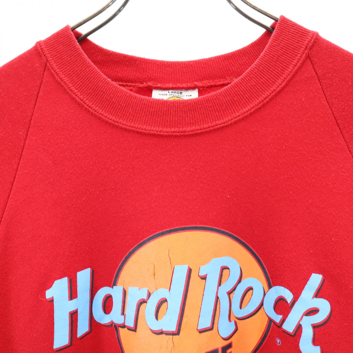 Hard Rock CAFE ハードロックナット 90s USA製 オールド プリント 長袖 ORLANDO スウェット トレーナー L レッド 裏起毛 メンズ