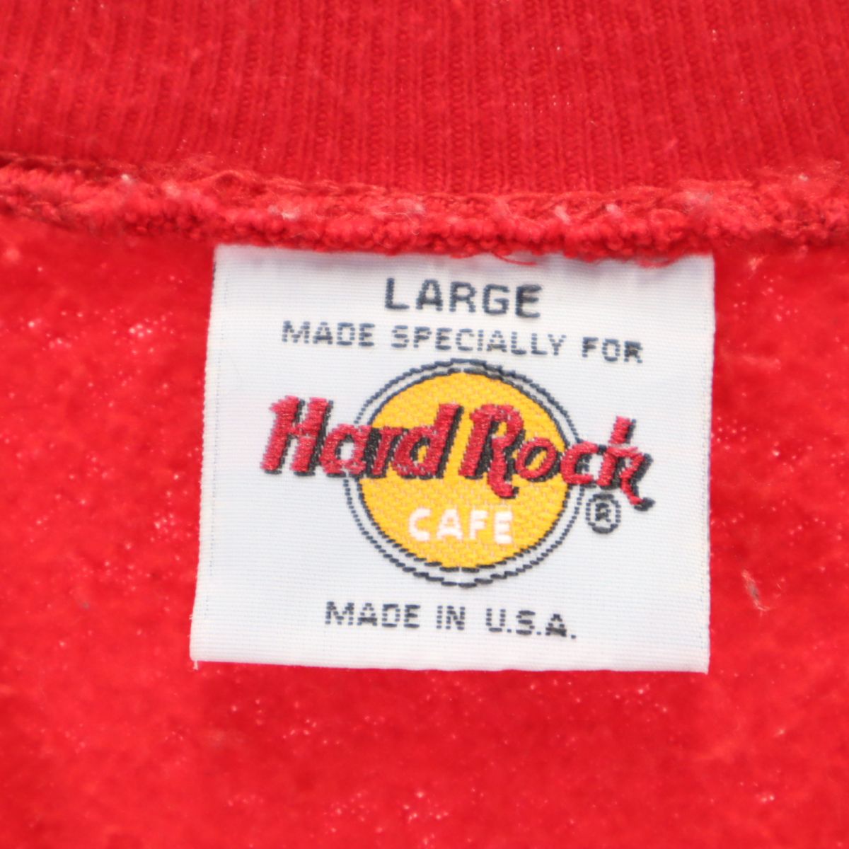Hard Rock CAFE ハードロックナット 90s USA製 オールド プリント 長袖 ORLANDO スウェット トレーナー L レッド 裏起毛 メンズ
