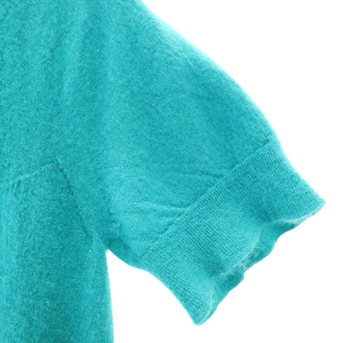 HERMES エルメス イタリア製 カシミヤ100％ 半袖 セーター 40 グリーン系 ニット レディース