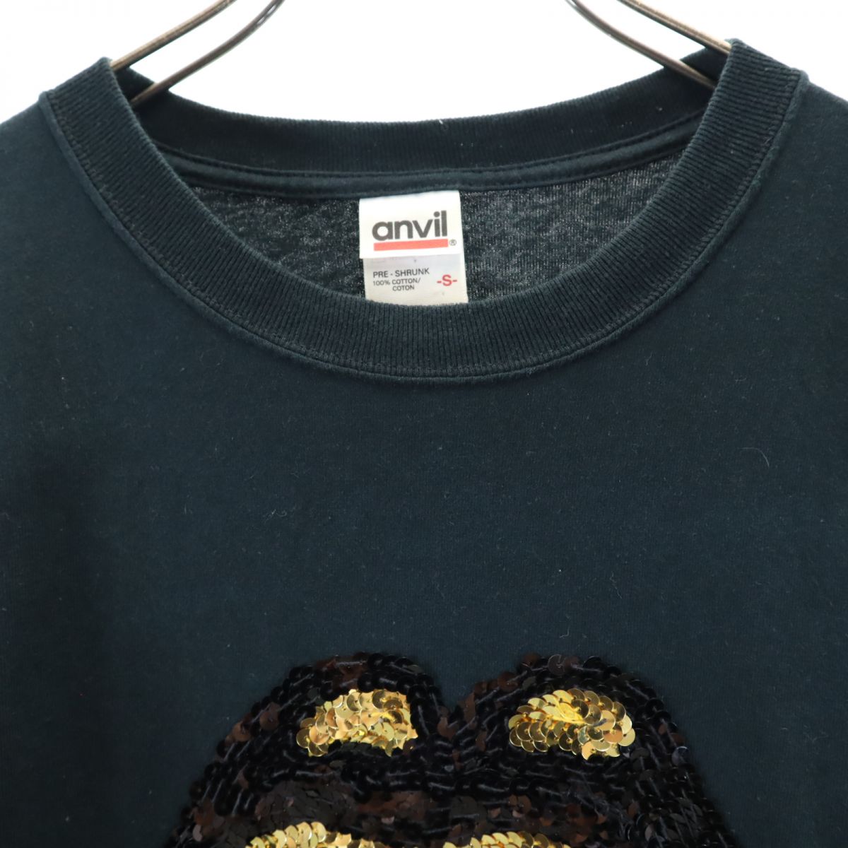 anbil アンビル ローリングストーンズ 半袖 スパンコール Tシャツ S ネイビー メンズ