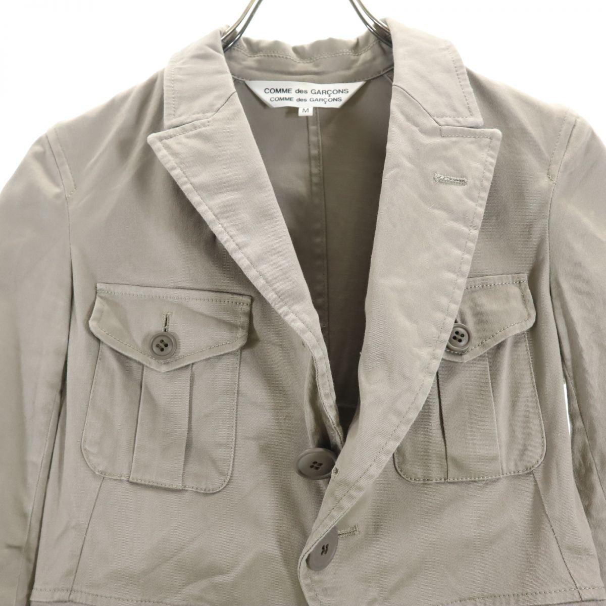 コムデギャルソンコムデギャルソン 2010年 日本製 7分袖 タキシード ジャケット 上下 セットアップ M カーキ系 Comme des Garcons Comme des Garcons サルエルパンツ ウエストゴム レディース