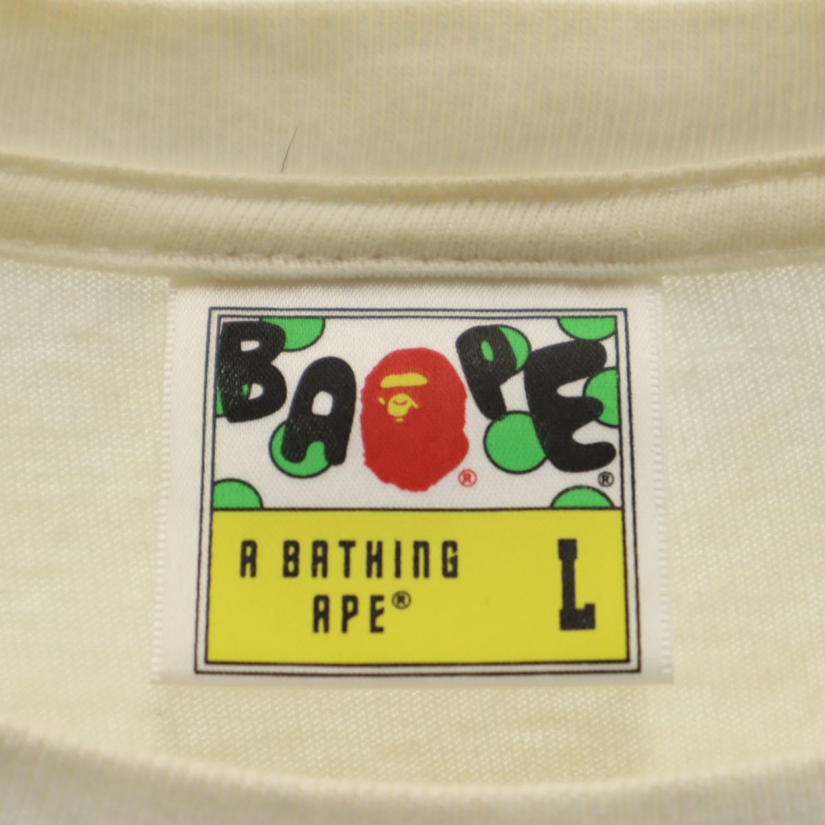 BAPE ベイプ プリント 半袖 Tシャツ L ホワイト A BATHING APE メンズ
