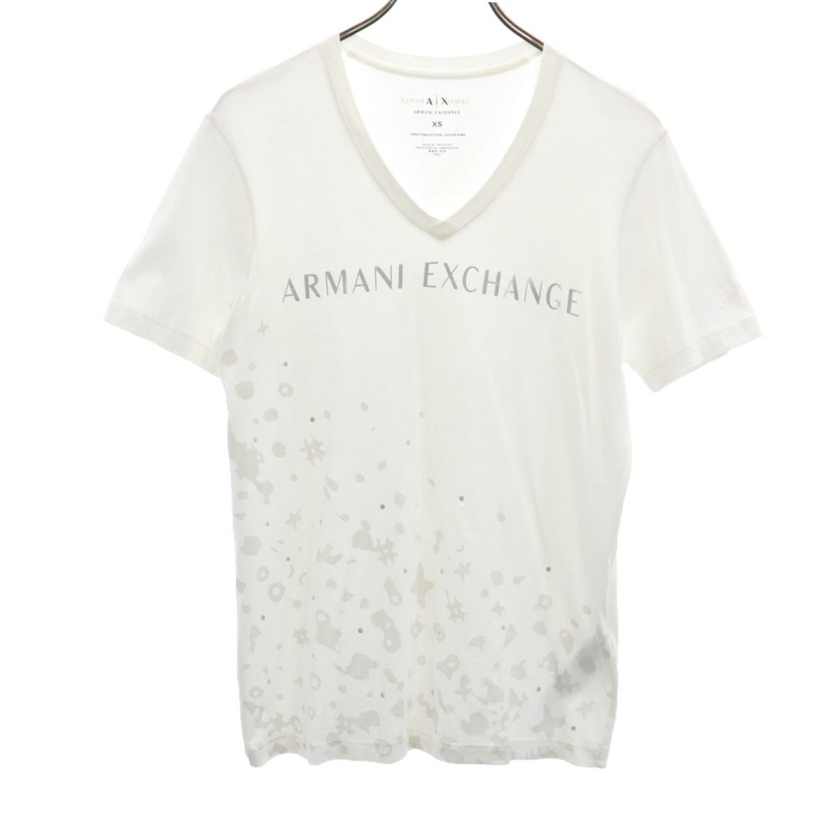 ARMANI EXCHANGE アルマーニエクスチェンジ プリント 半袖 Vネック Tシャツ XS ホワイト メンズ