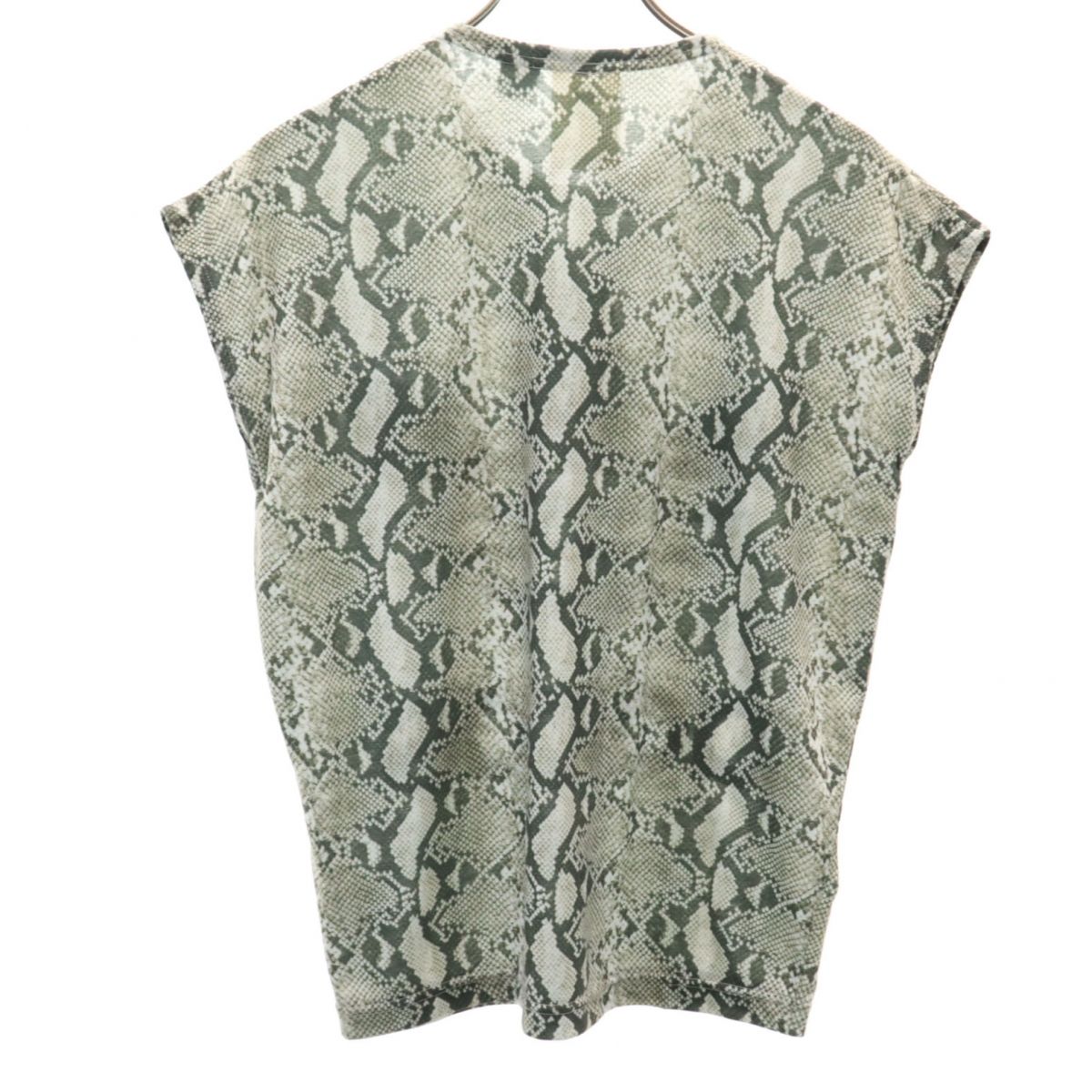 HYKE ハイク × アディダス コラボ パイソン柄 トレフォイルロゴ 半袖 Tシャツ S カーキ系 × adidas フレンチスリーブ レディース