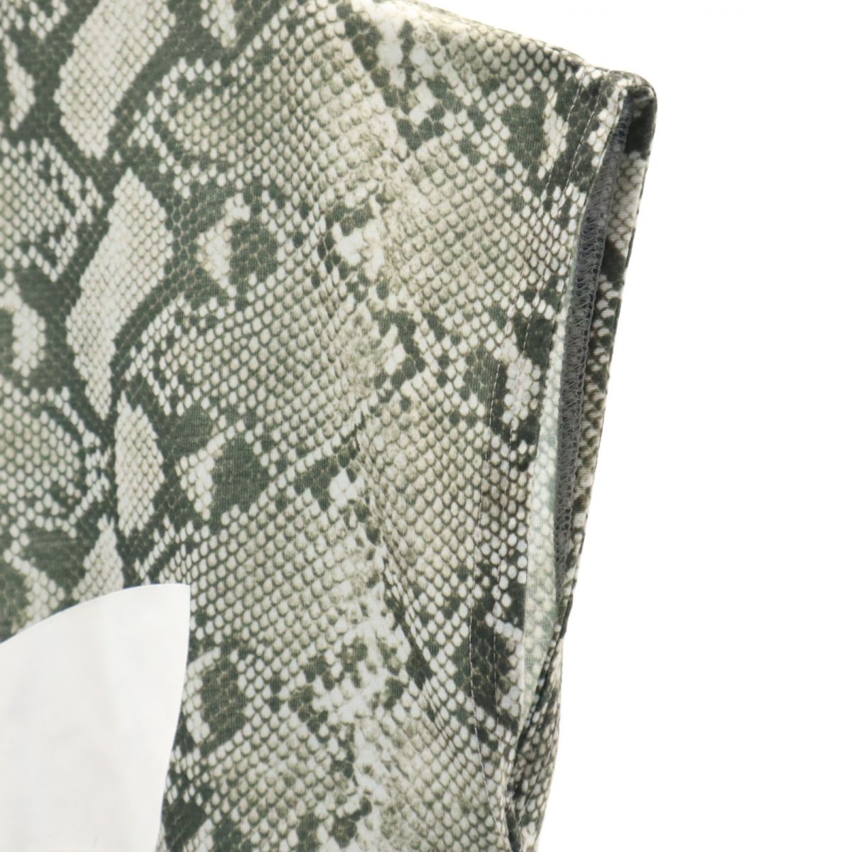 HYKE ハイク × アディダス コラボ パイソン柄 トレフォイルロゴ 半袖 Tシャツ S カーキ系 × adidas フレンチスリーブ レディース