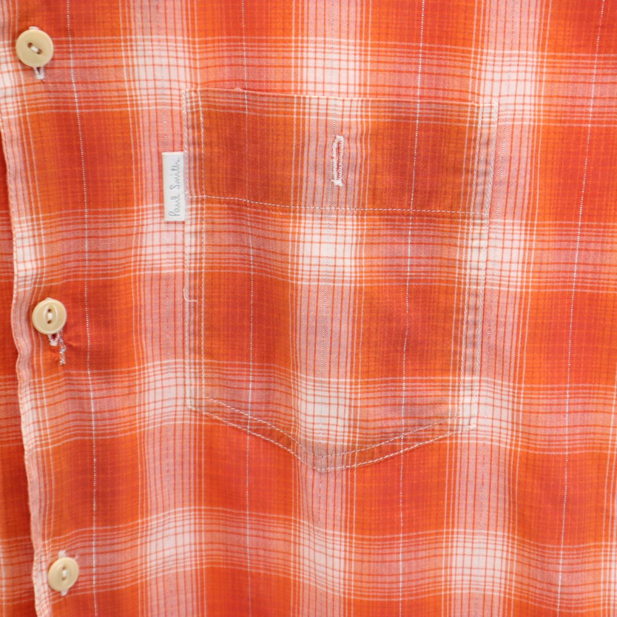 Paul Smith JEANS ポールスミスジーンズ チェック柄 半袖 シャツ S オレンジ系 メンズ