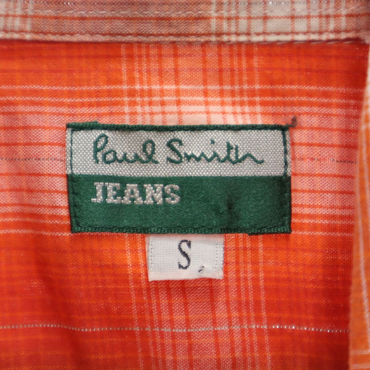 Paul Smith JEANS ポールスミスジーンズ チェック柄 半袖 シャツ S オレンジ系 メンズ
