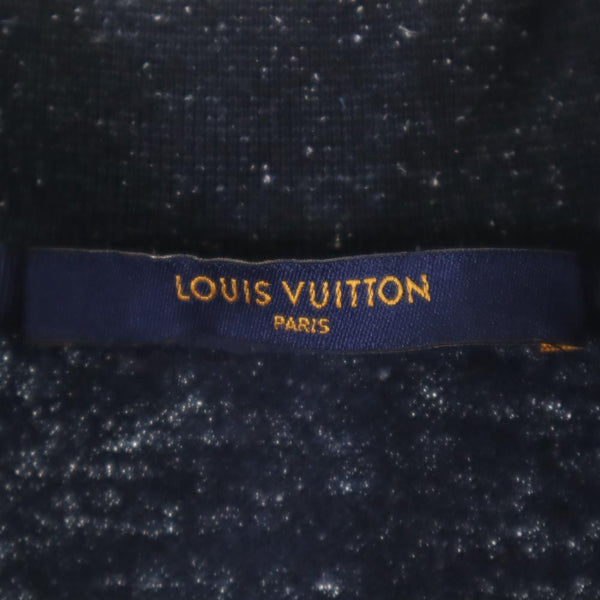 ルイヴィトン イタリア製 シルクブレンド モノグラム 半袖 ポロシャツ M ネイビー LOUIS VUITTON メンズ