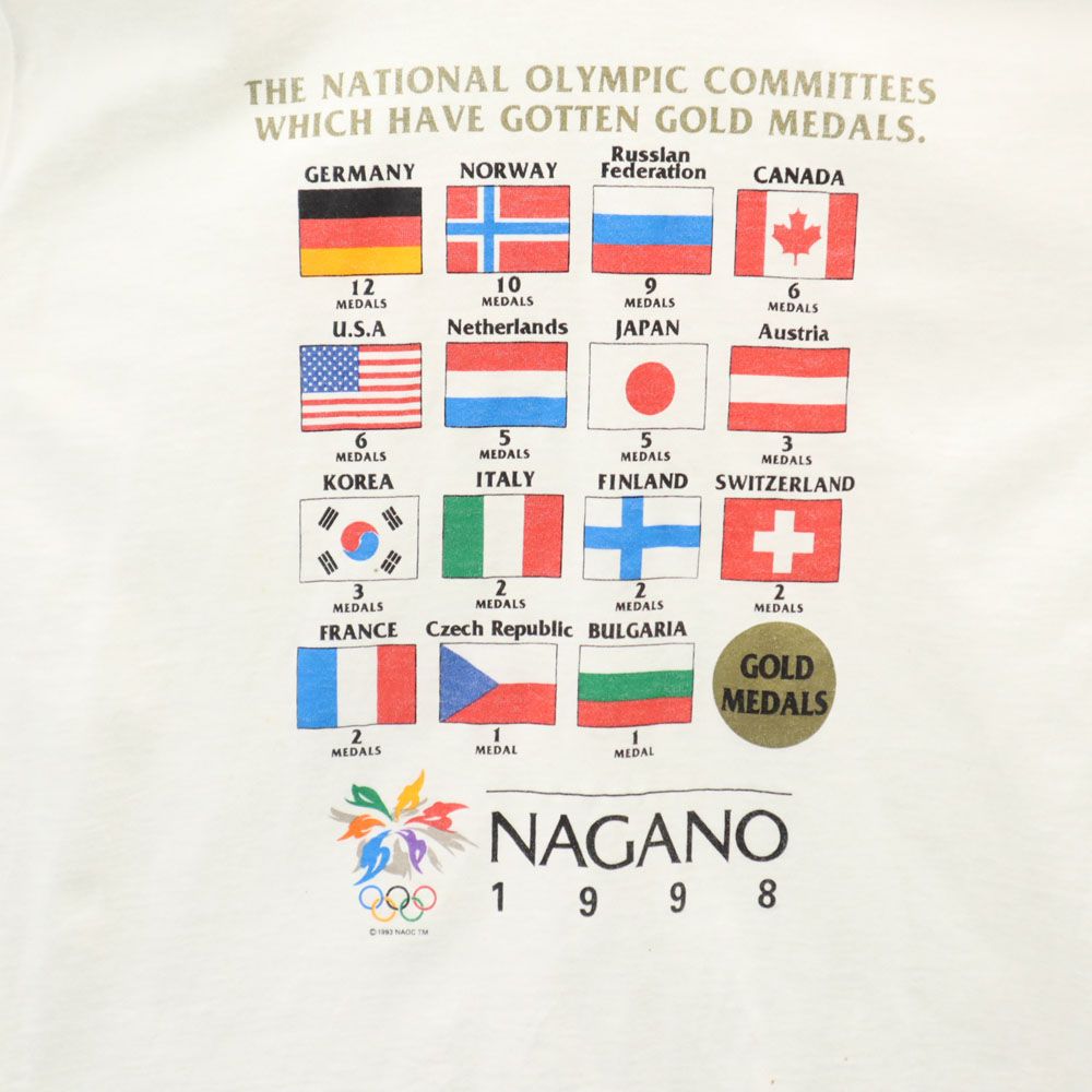 Mizuno ミズノ 90s USA製 オリンピック プリント 長野オリンピック 半袖 Tシャツ フリー ホワイト メンズ