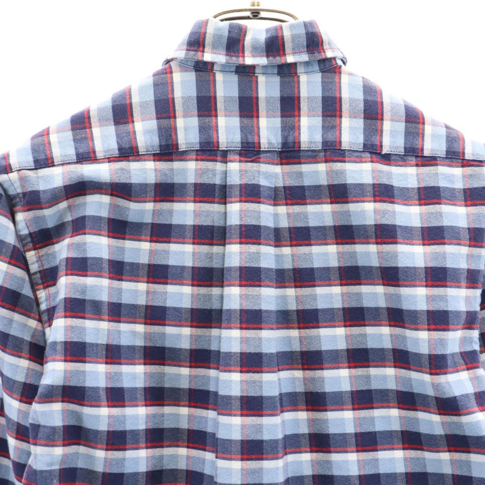 Polo by Ralph Lauren ポロバイラルフローレン 80s 緑タグ ヴィンテージ ボーイズ規格 チェック柄 長袖 ボタンダウンシャツ M ブルー系 レディース