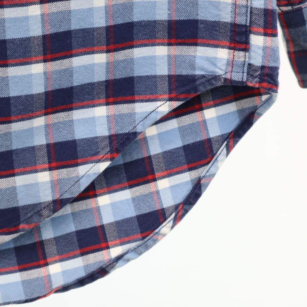 Polo by Ralph Lauren ポロバイラルフローレン 80s 緑タグ ヴィンテージ ボーイズ規格 チェック柄 長袖 ボタンダウンシャツ M ブルー系 レディース