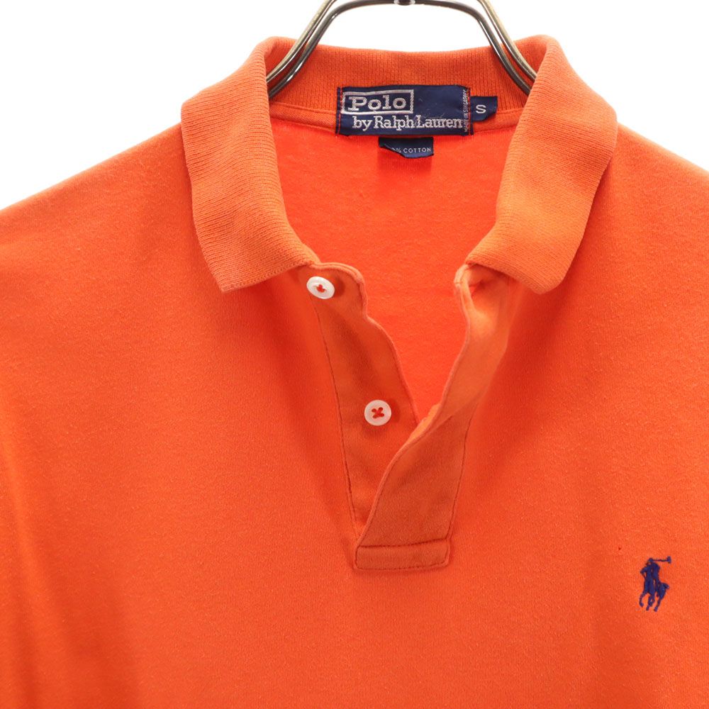 Polo by Ralph Lauren ポロバイラルフローレン 刺繍 半袖 ポロシャツ S オレンジ ハーフボタン メンズ