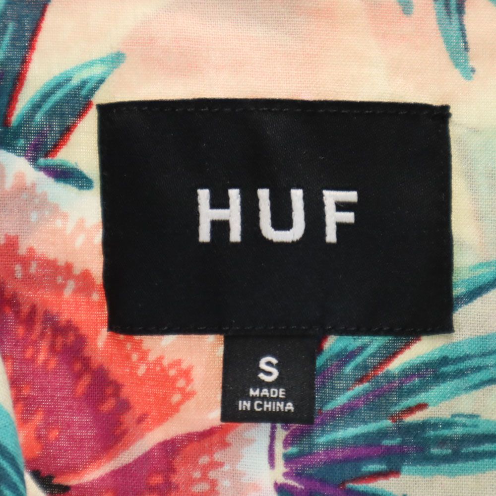 HUF ハフ 総柄 半袖 ボタンダウンシャツ S グレー系 メンズ