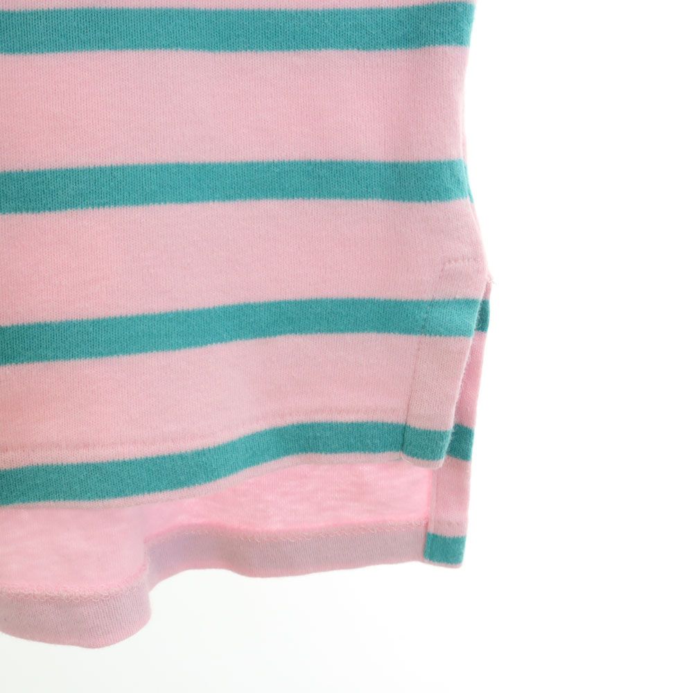 ポロバイラルフローレン USA製 ボーダー柄 半袖 ハーフボタン ポロシャツ M ピンク Polo by Ralph Lauren メンズ