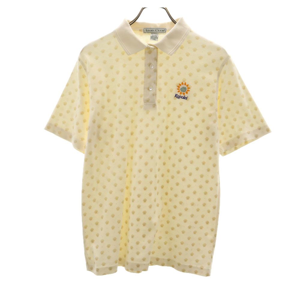 アイゾッド オールド 総柄 半袖 ポロシャツ M ベージュ系 IZOD レディース