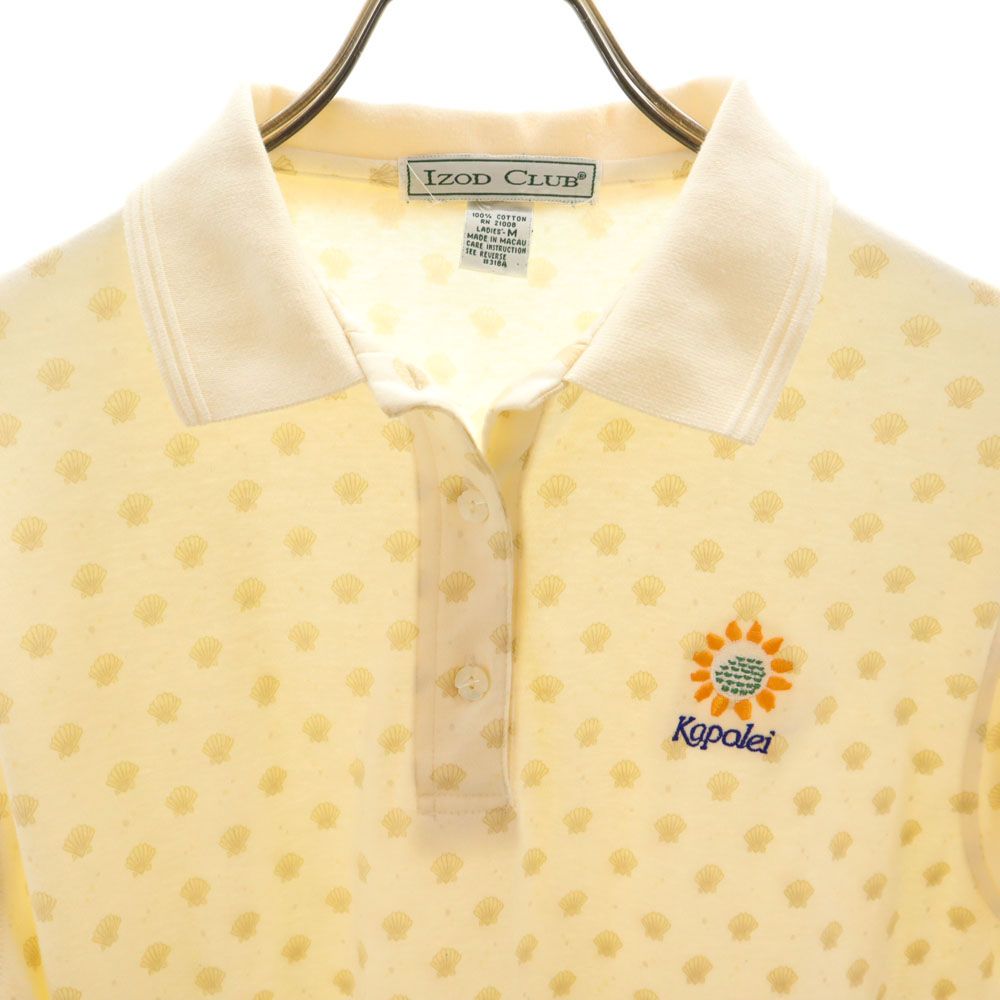 アイゾッド オールド 総柄 半袖 ポロシャツ M ベージュ系 IZOD レディース