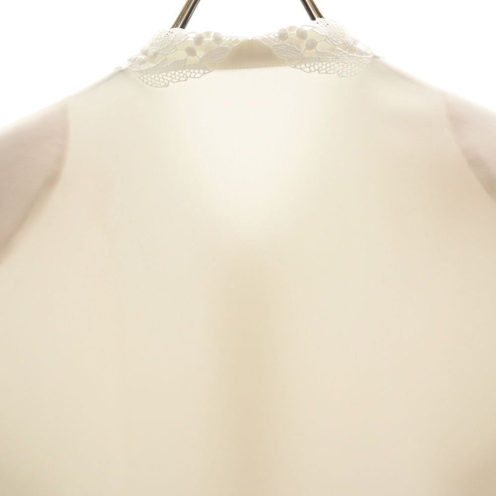 Aquascutum アクアスキュータム 日本製 長袖 レース 切替 シャツ 9 ホワイト レディース