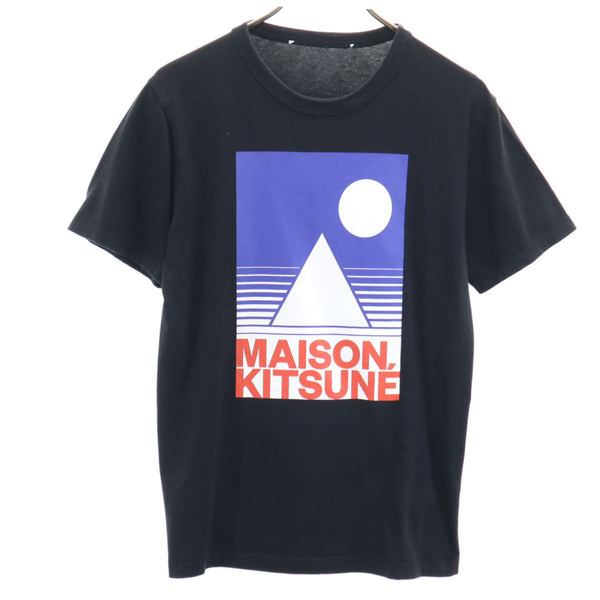 メゾンキツネ プリント 半袖 Tシャツ ブラック MAISON KITSUNE メンズ