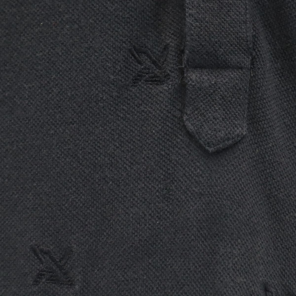 ARMANI EXCHANGE アルマーニエクスチェンジ 総柄 半袖 ポロシャツ L ブラック 鹿の子地 ロゴ 刺繍 メンズ