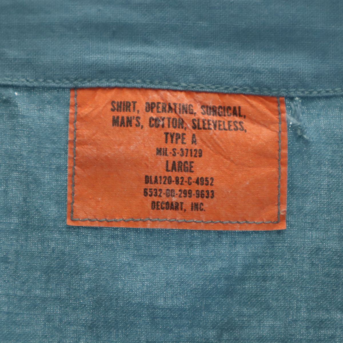 アメリカ軍 80s DLA メディカルシャツ ノースリーブ プルオーバー シャツ L ブルー系 US ARMY メンズ