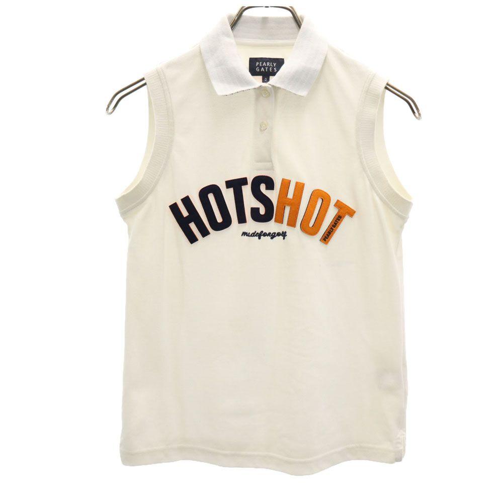 PEARLY GATES パーリーゲイツ 日本製 ゴルフ ノースリーブ ポロシャツ  白 鹿の子地 レディース