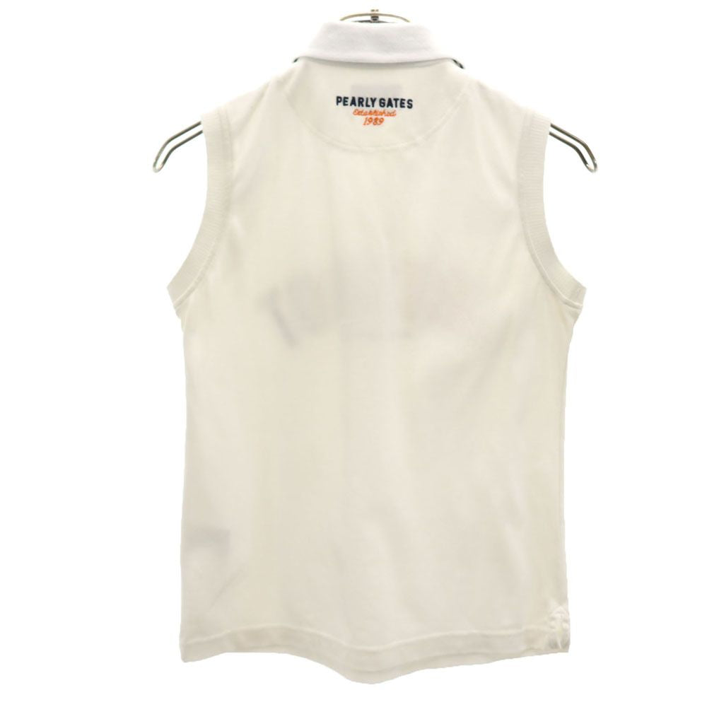 PEARLY GATES パーリーゲイツ 日本製 ゴルフ ノースリーブ ポロシャツ  白 鹿の子地 レディース