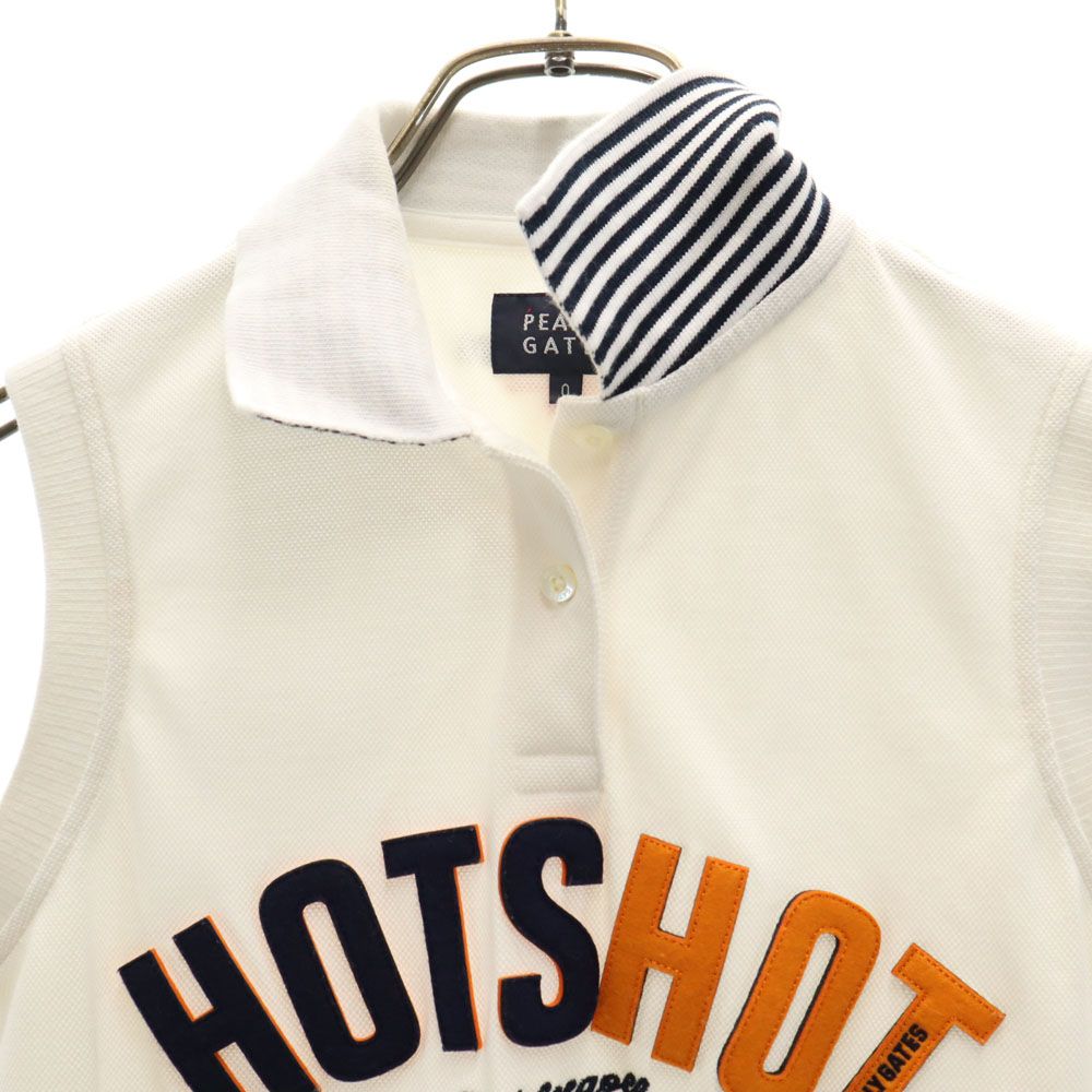 PEARLY GATES パーリーゲイツ 日本製 ゴルフ ノースリーブ ポロシャツ  白 鹿の子地 レディース