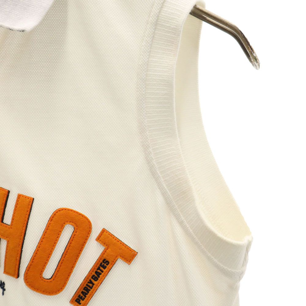 PEARLY GATES パーリーゲイツ 日本製 ゴルフ ノースリーブ ポロシャツ  白 鹿の子地 レディース