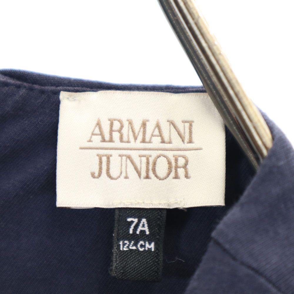 ARMANI JUNIOR アルマーニジュニア 半袖 バックジップ ワンピース 7A 124cm ネイビー キッズ