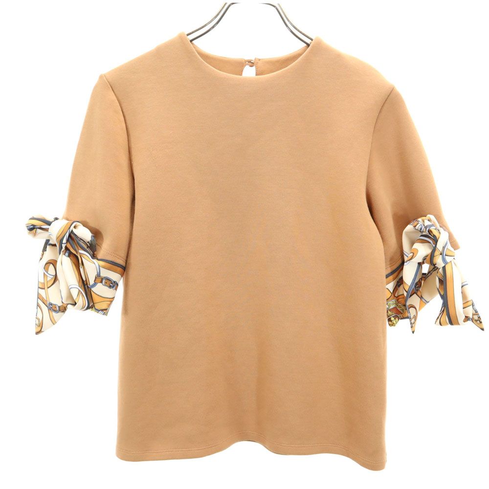 AMERI UNDRESSED アメリ 半袖 袖リボン カットソー ブラウン系 バックボタン レディース