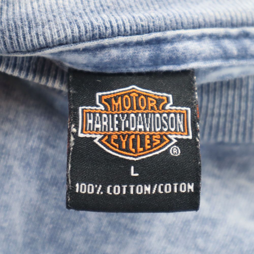 HARLEY DAVIDSON ハーレーダビッドソン プリント 半袖 Tシャツ L ブルー系 メンズ
