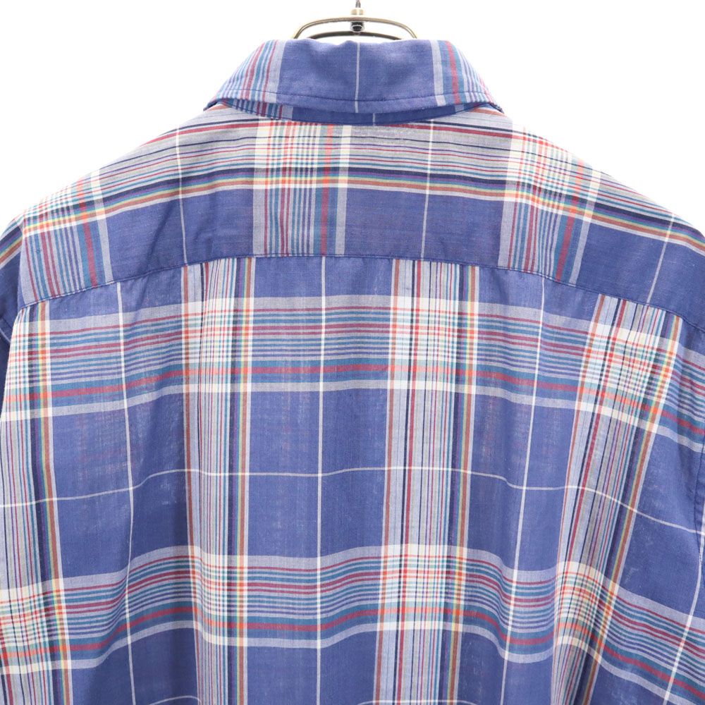 THE ARROW COMPANY アローカンパニー 90s オールド チェック 半袖 ボタンダウンシャツ L ネイビー系 メンズ