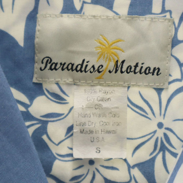 Paradise Matian 80s 90s ハワイ製 オールド 総柄 半袖 レーヨン アロハシャツ S ブルー系 Paradise Matian メンズ