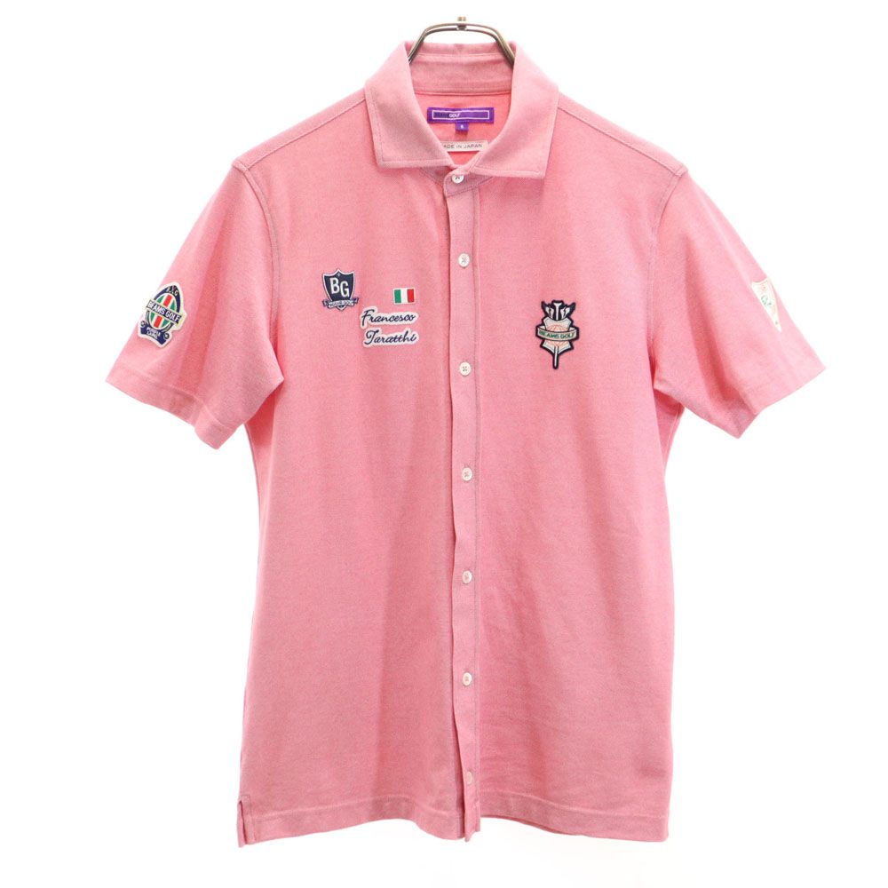 BEAMS GOLF ビームスゴルフ 日本製 ゴルフ 半袖 シャツ S ピンク 鹿の子 メンズ