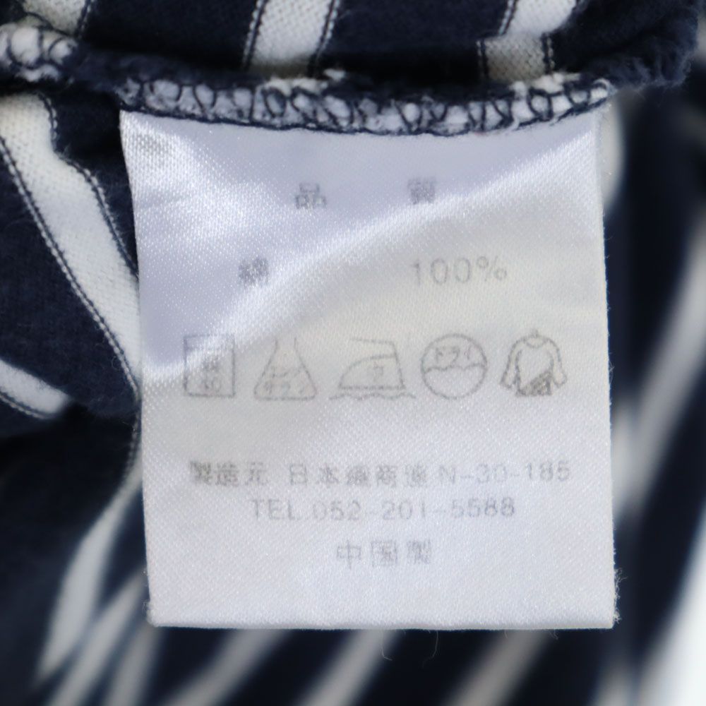 SantaWorld サンタワールド ボーダー柄 プリント 半袖 Tシャツ L ネイビー×ホワイト メンズ