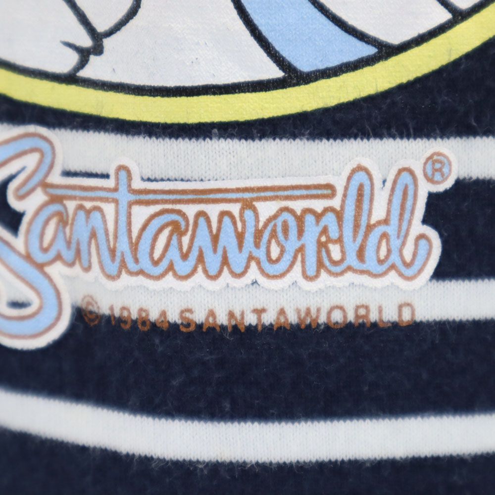 SantaWorld サンタワールド ボーダー柄 プリント 半袖 Tシャツ L ネイビー×ホワイト メンズ