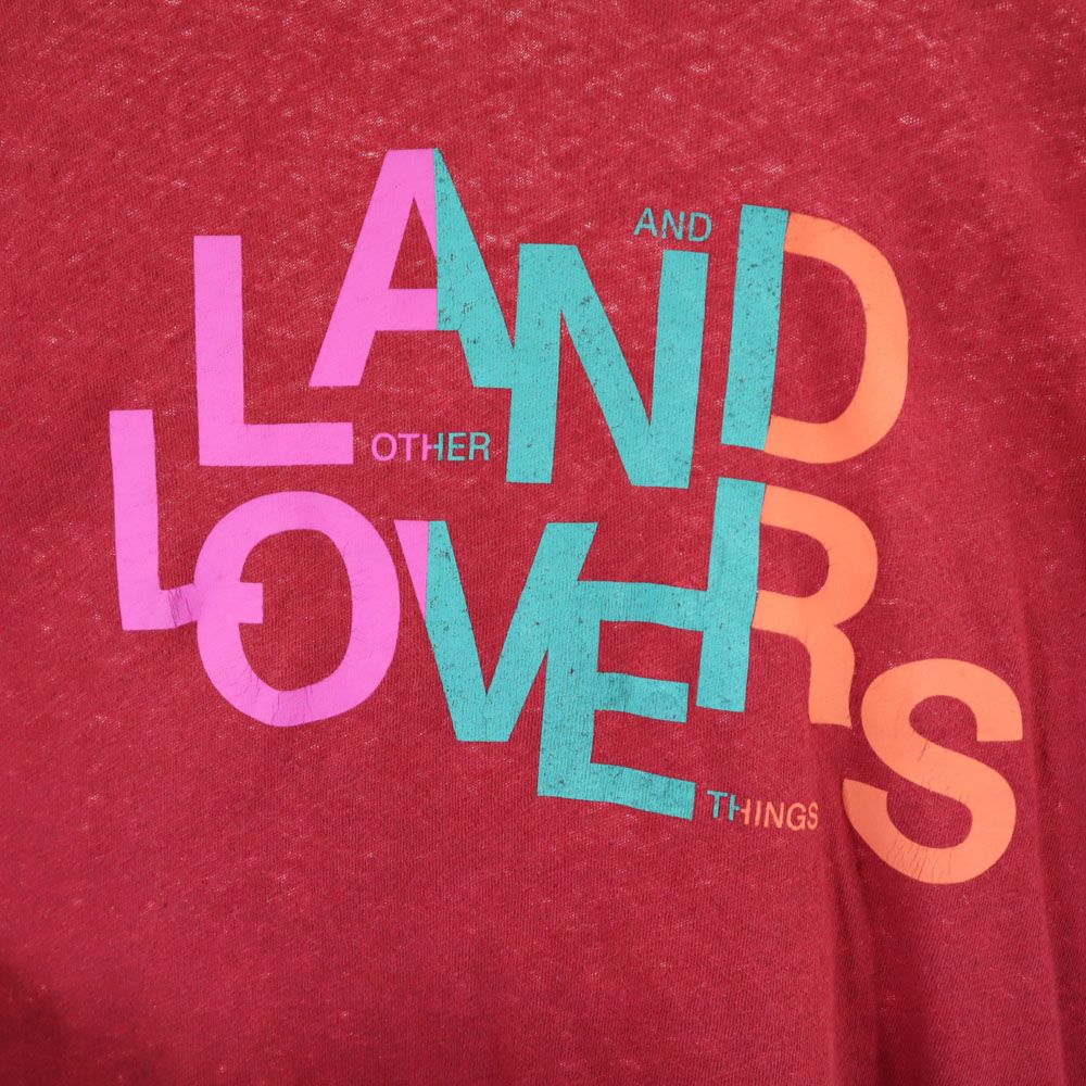 未使用 MOTHER SUPERIOR マザーシュペリオール USA製 リネンブレンド プリント 半袖 Tシャツ M レッド系 レディース