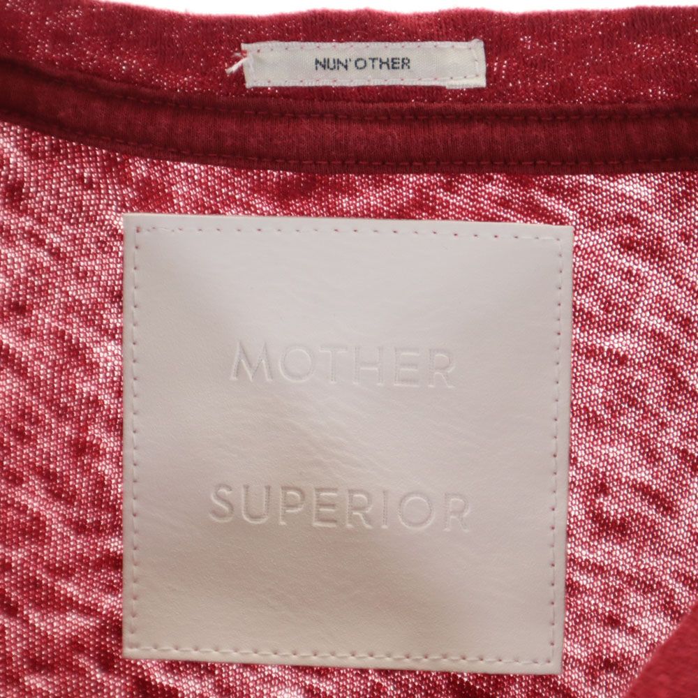 未使用 MOTHER SUPERIOR マザーシュペリオール USA製 リネンブレンド プリント 半袖 Tシャツ M レッド系 レディース