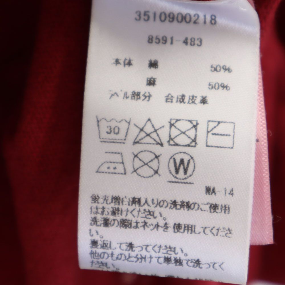 未使用 MOTHER SUPERIOR マザーシュペリオール USA製 リネンブレンド プリント 半袖 Tシャツ M レッド系 レディース