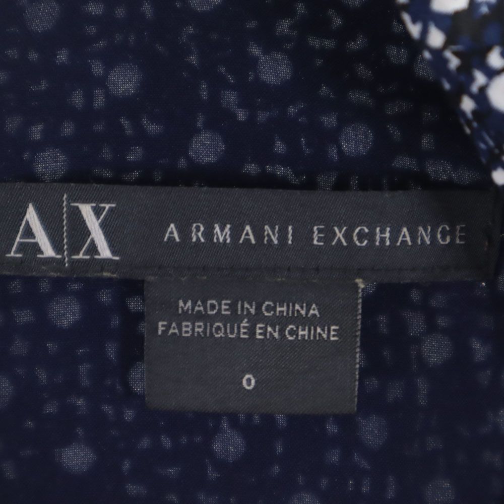 アルマーニエクスチェンジ 総柄 ノースリーブ ワンピース  ネイビー系 ARMANI EXCHANGE バックジップ レディース