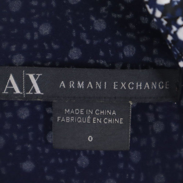 アルマーニエクスチェンジ 総柄 ノースリーブ ワンピース  ネイビー系 ARMANI EXCHANGE バックジップ レディース