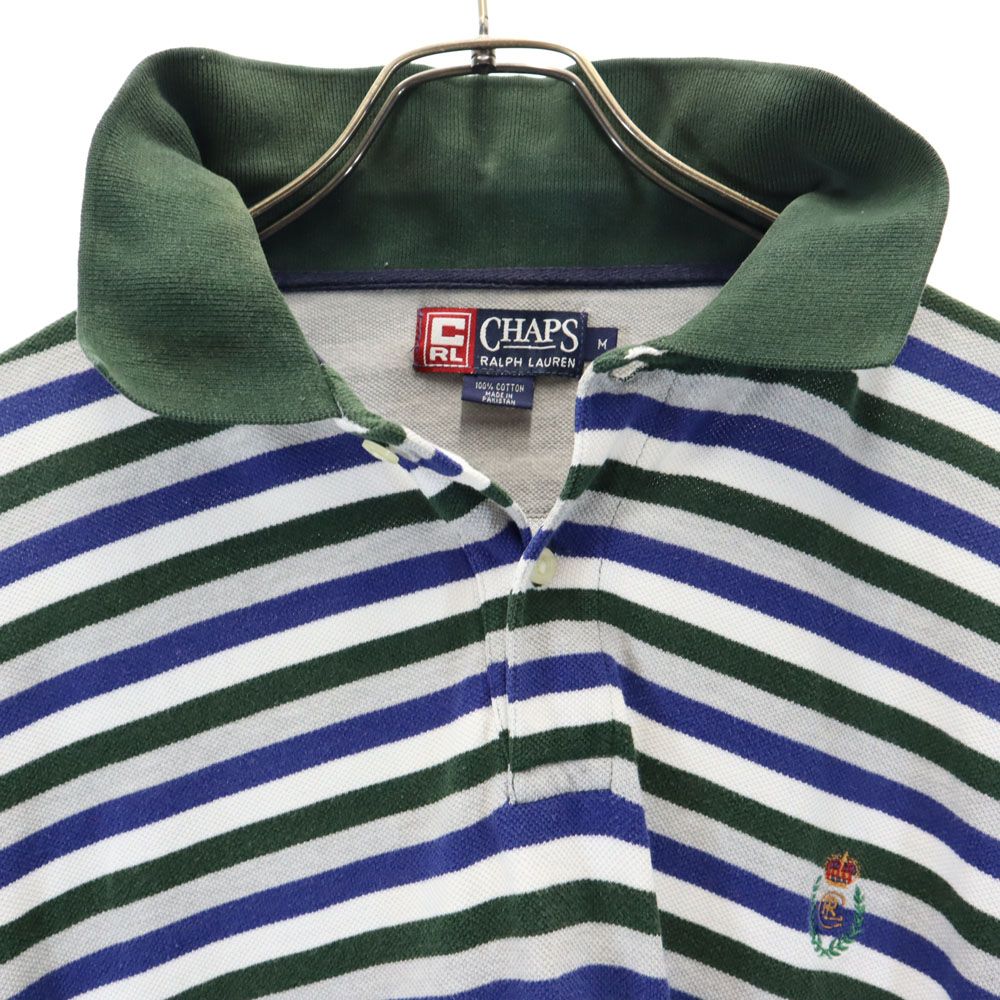 CHAPS RALPH LAUREN チャップスラルフローレン ボーダー柄 半袖 ポロシャツ M 鹿の子地 メンズ